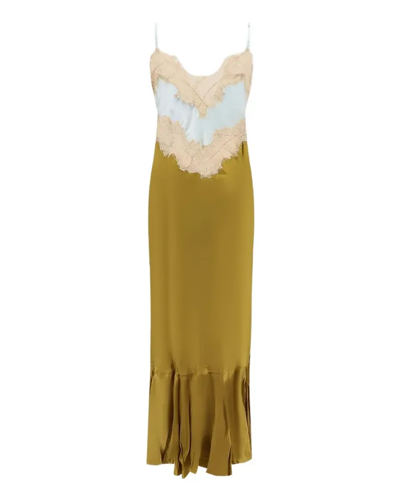 Mes Demoiselles Fina lace-trimmed pleated maxi dress - Grün Grün