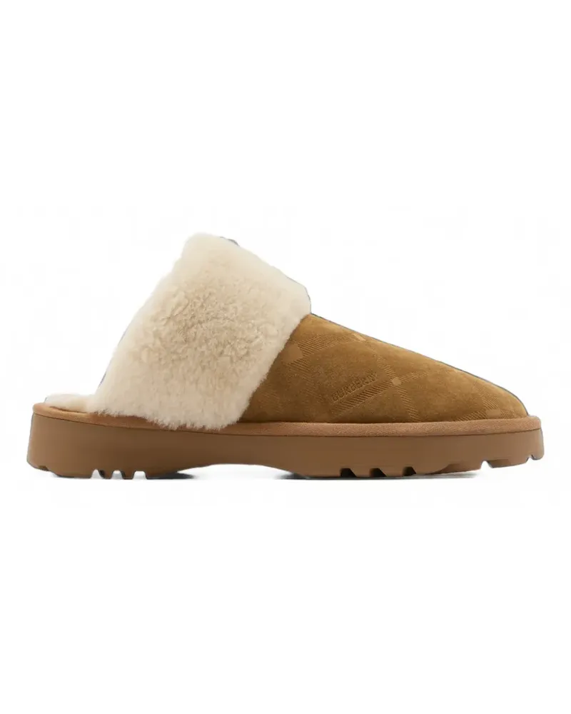 Burberry Check Flint Slipper aus Shearling - Braun Braun
