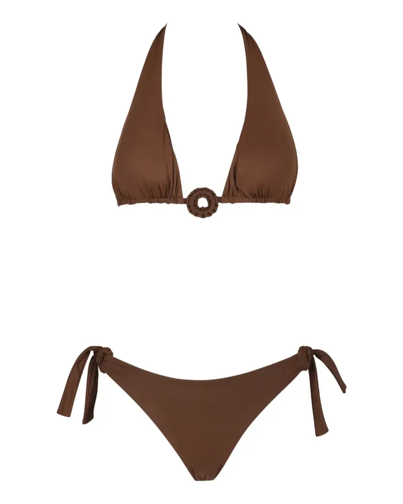 FISICO-Cristina Ferrari halterneck ring-detail bikini - Braun Braun
