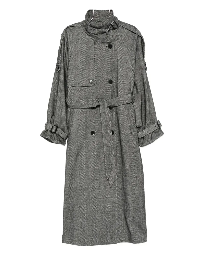 Gestuz herringbone belted coat - Schwarz Schwarz