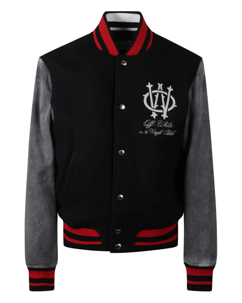 OFF-WHITE embroidered varsity jacket - Schwarz Schwarz