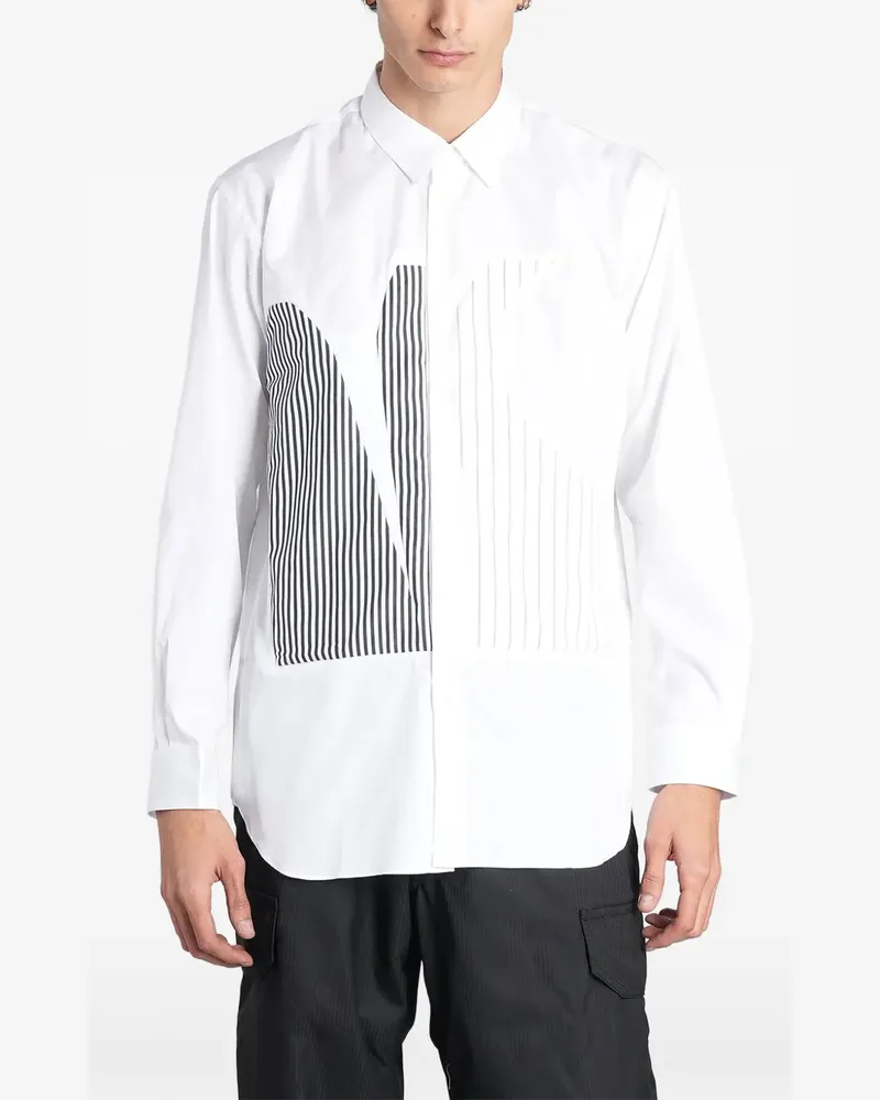 Comme des Garçons Hemd mit gestreiften Einsätzen - Weiß Weiß