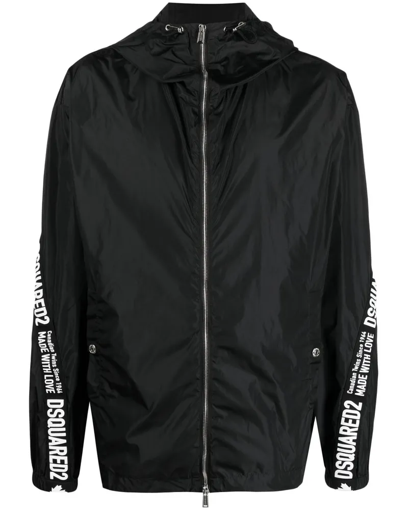 Dsquared2 Windbreaker mit Logo-Streifen - Schwarz Schwarz