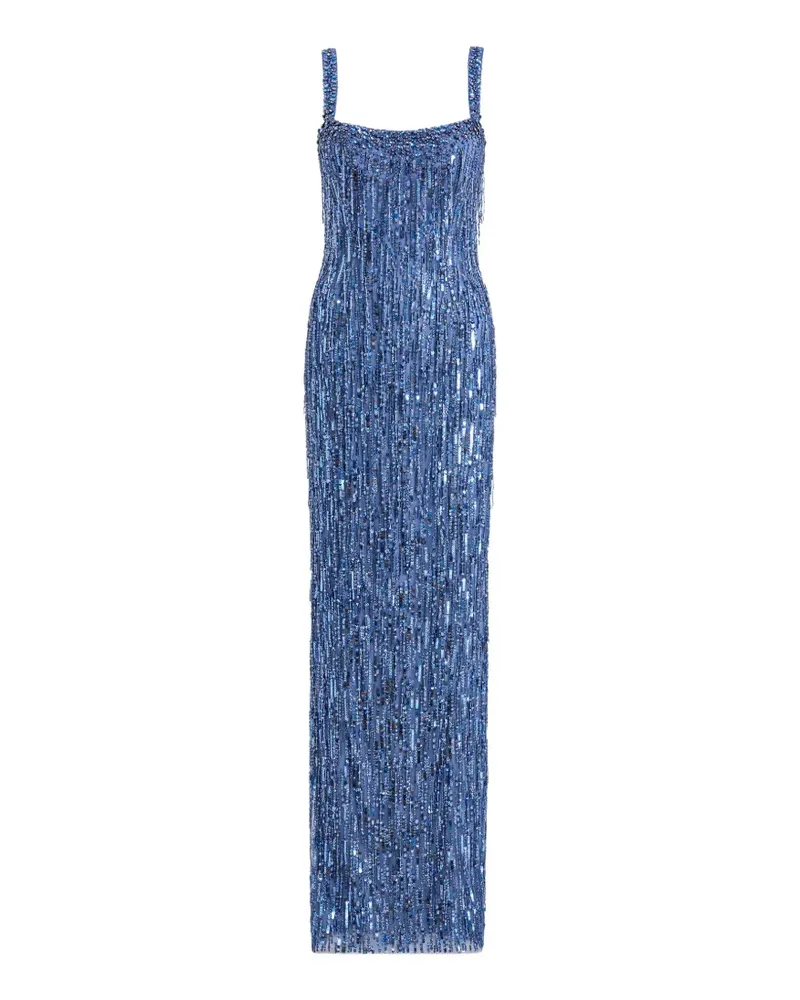 Jenny Packham Fleur Abendkleid mit Perlen - Blau Blau