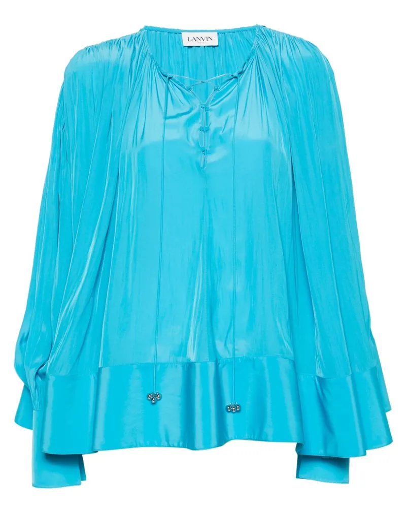 Lanvin Geraffter Kaftan mit überschnittener Schulter - Blau Blau