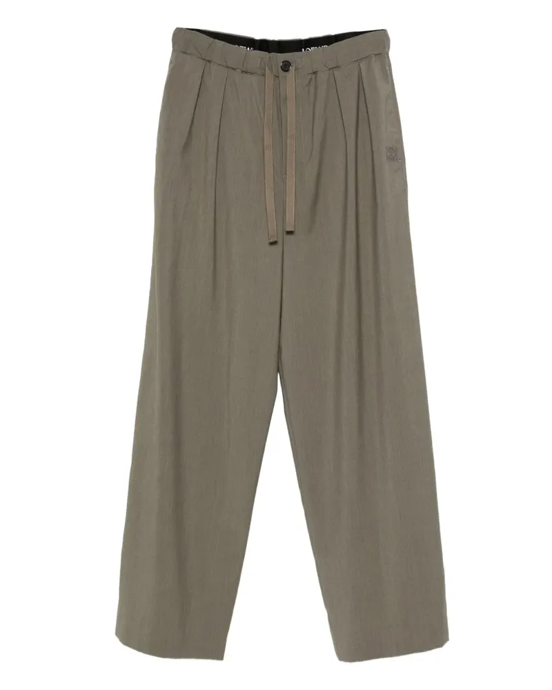 Loewe drawstring pleated trousers - Grün Grün