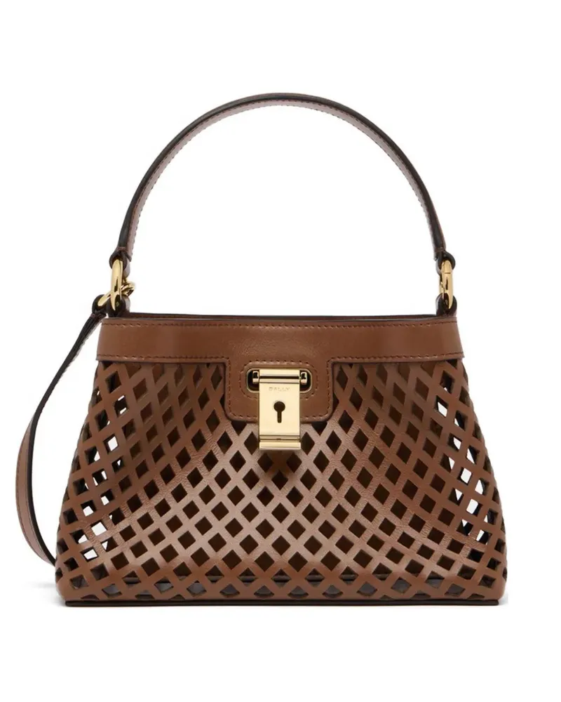 Bally Lock Me laser-cut leather mini bag - Braun Braun