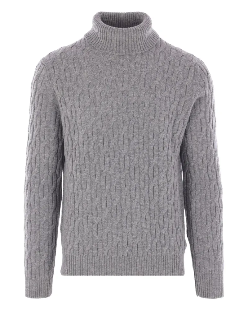 Zanone Rollkragenpullover mit Zopfmuster - Grau Grau