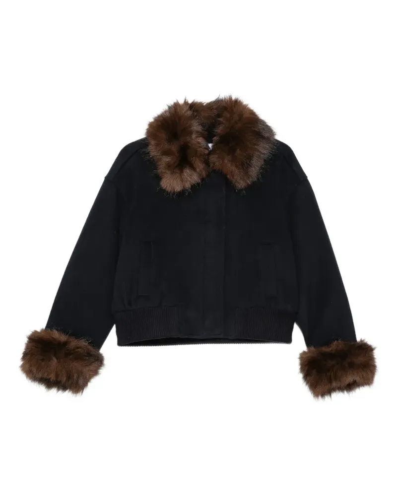 Self-Portrait Bomberjacke mit Faux-Fur-Besatz - Blau Blau