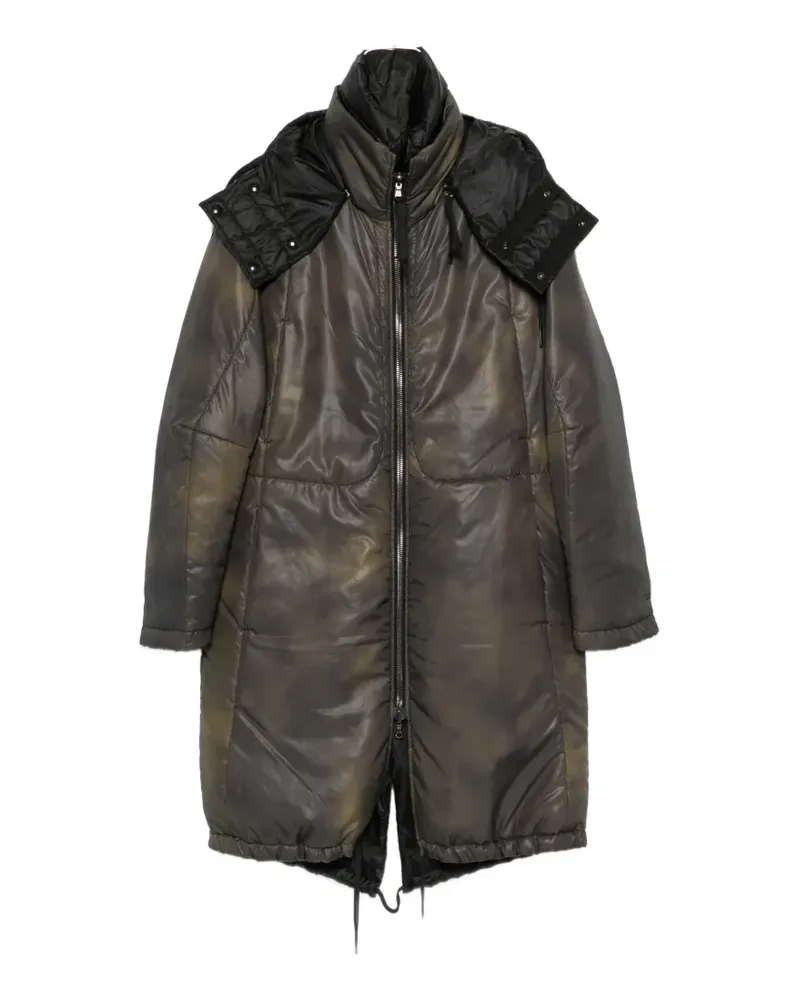 Masnada printed hooded coat - Schwarz Schwarz