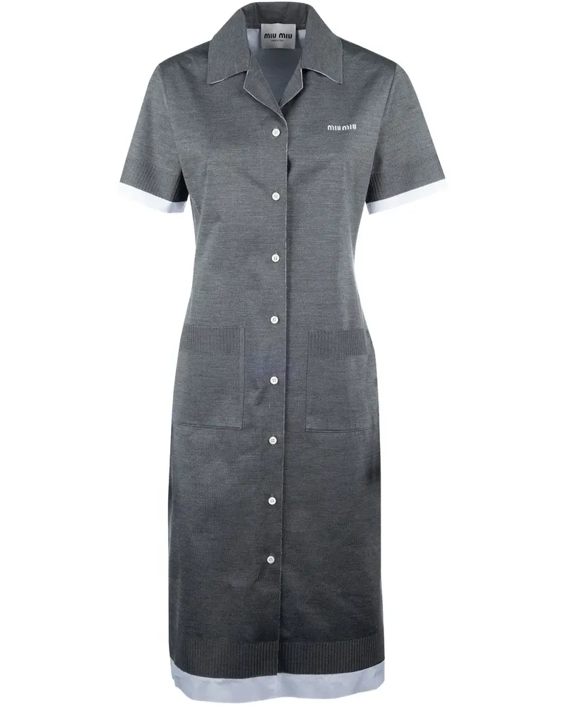 Miu Miu Hemdkleid mit Logo-Intarsie - Grau Grau