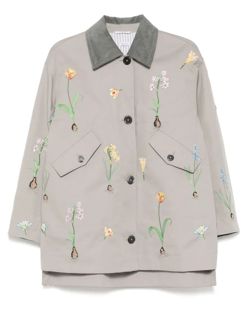 Thom Browne Jacke mit Blumenstickerei - Grau Grau