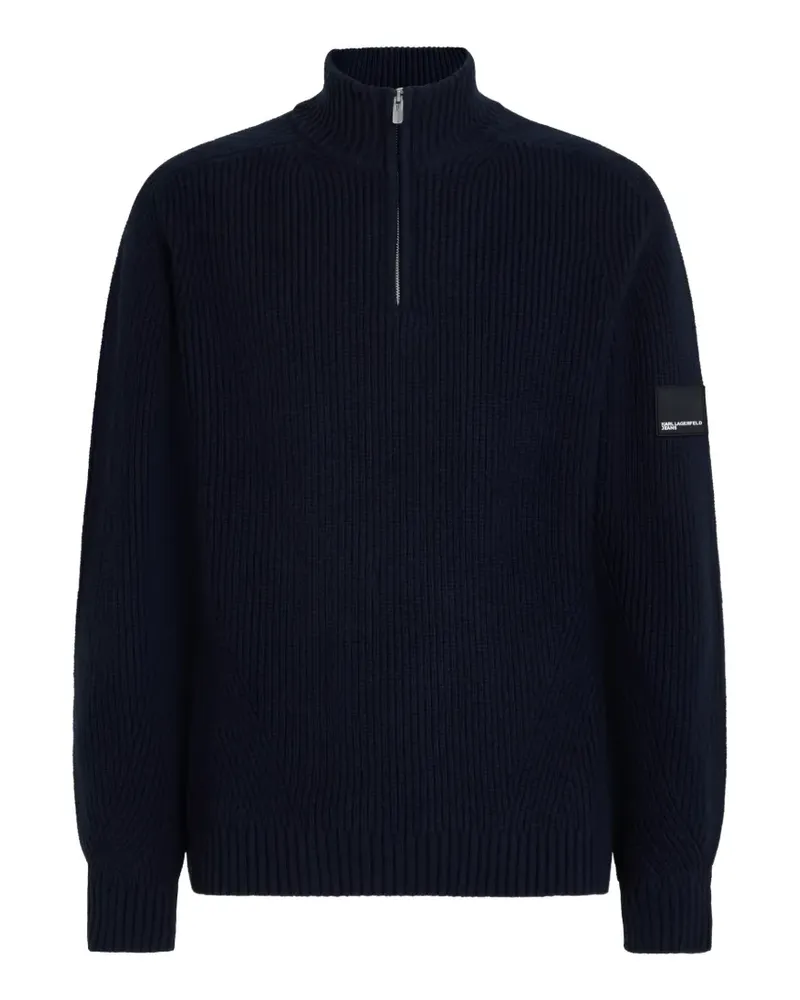 Karl Lagerfeld Gerippter Pullover mit kurzem Reißverschluss - Blau Blau