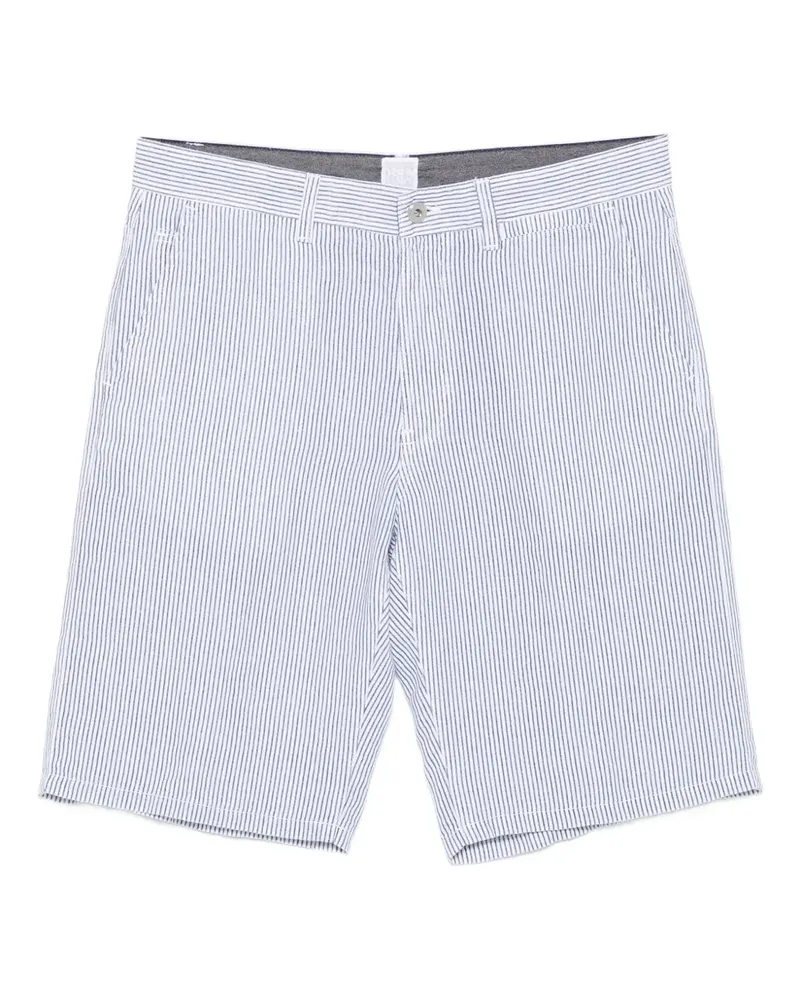 120% Lino Gestreifte Shorts aus Leinen - Weiß Weiß