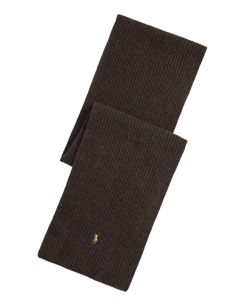 Ralph Lauren ribbed-knit logo-embroidered scarf - Braun Braun