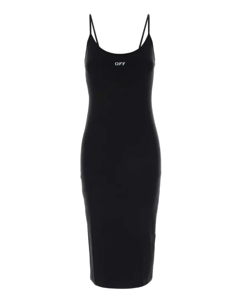 OFF-WHITE logo-print spaghetti-strap midi dress - Schwarz Schwarz
