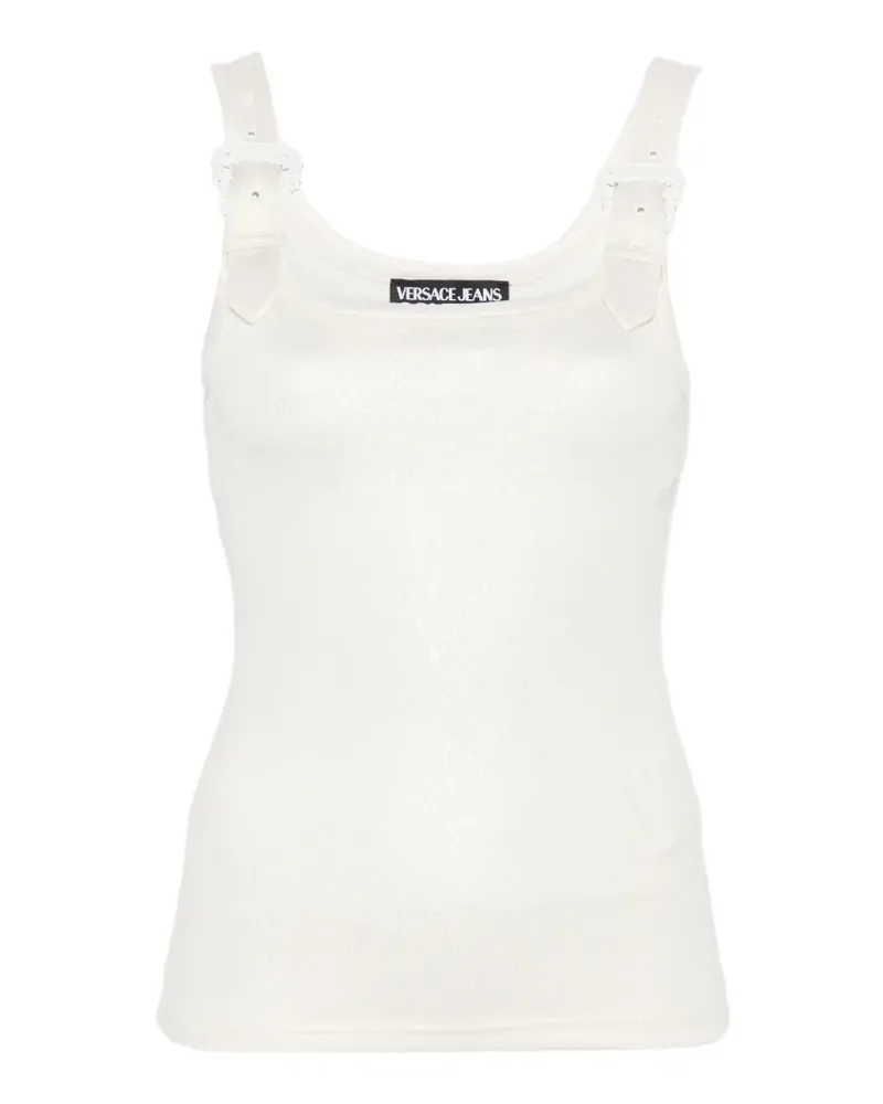 Versace Jeans buckle-detail metallic-finish top - Nude Nude