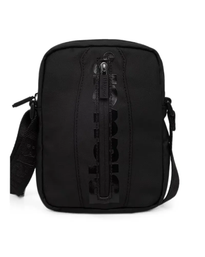 Blauer logo-print zip-fastening messenger bag - Schwarz Schwarz
