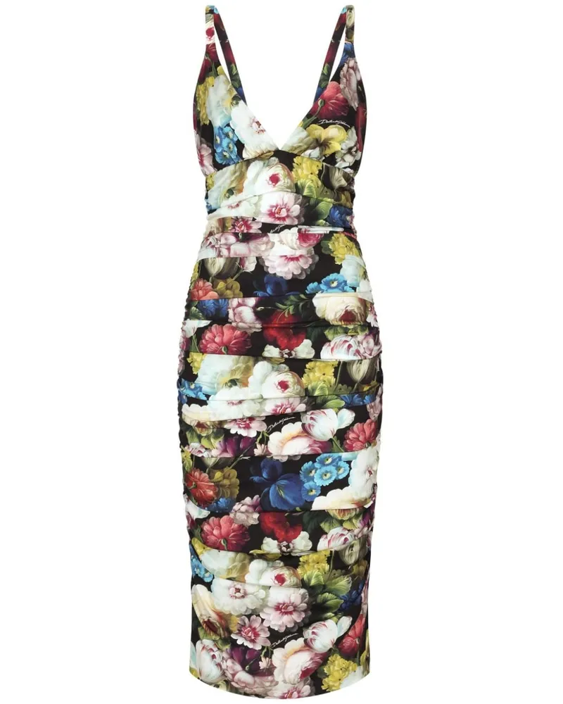 Dolce & Gabbana Kleid mit Blumen-Print - Schwarz Schwarz