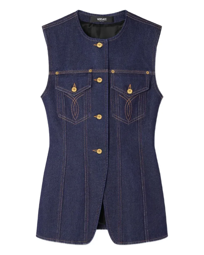 Versace Geknöpfte Jeansweste - Blau Blau