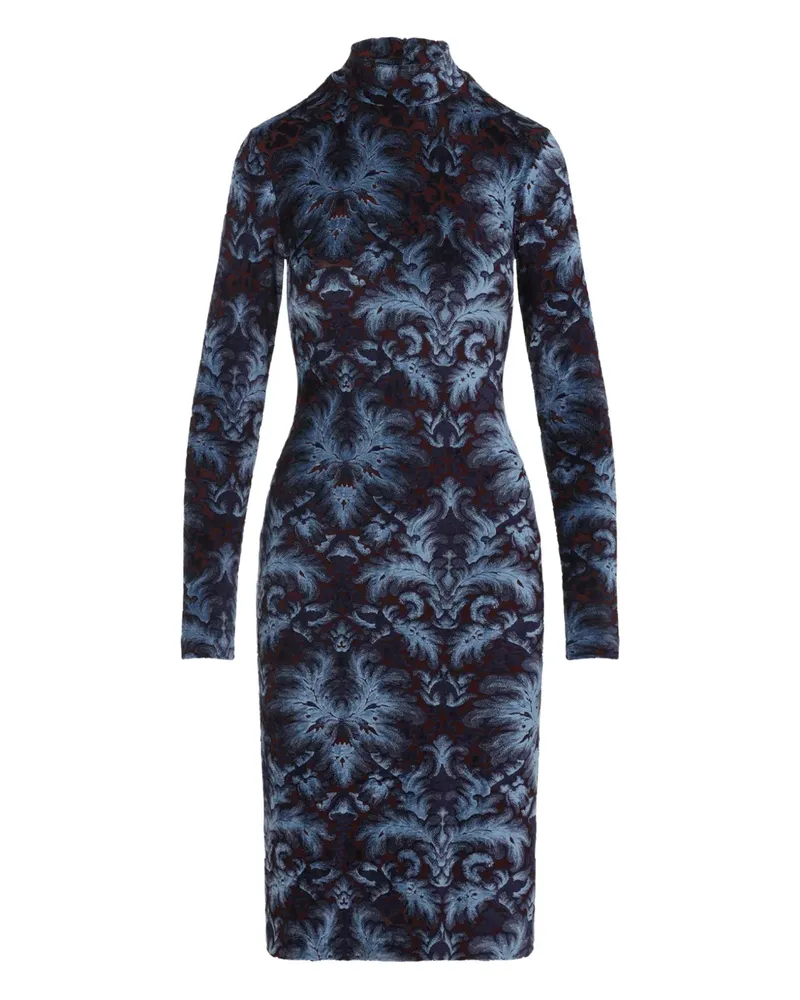 Etro Stehkragen-Midikleid mit Blumenmuster - Blau Blau