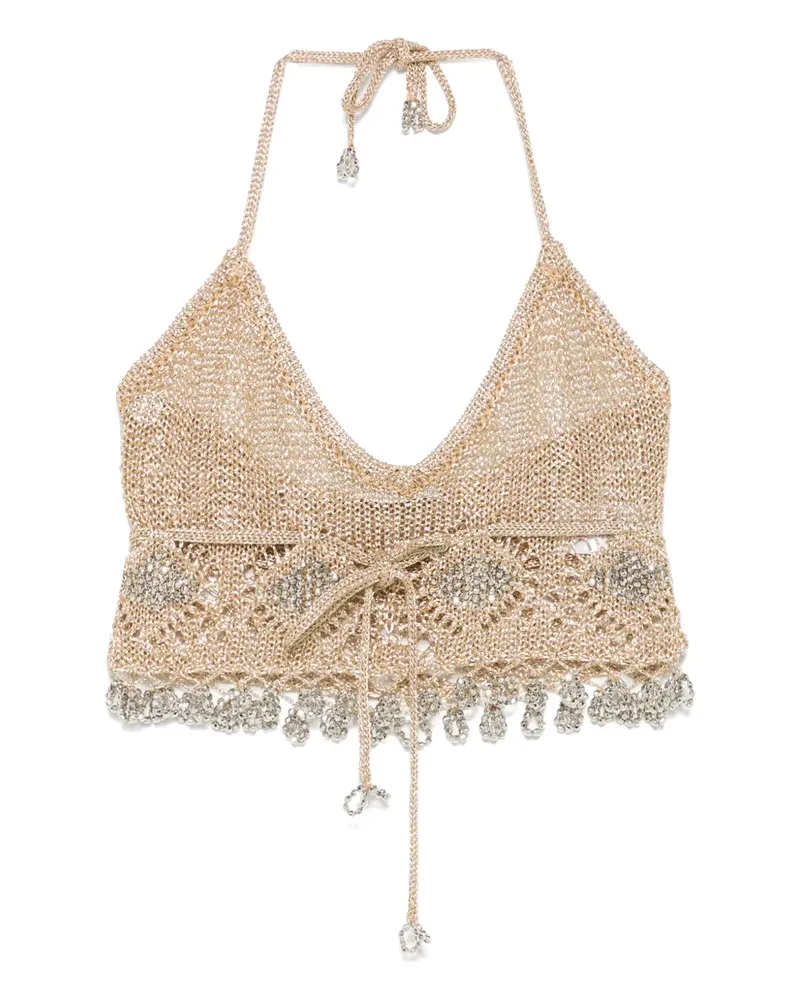 Paco Rabanne Oberteil mit Lochstrickmuster - Gold Gold