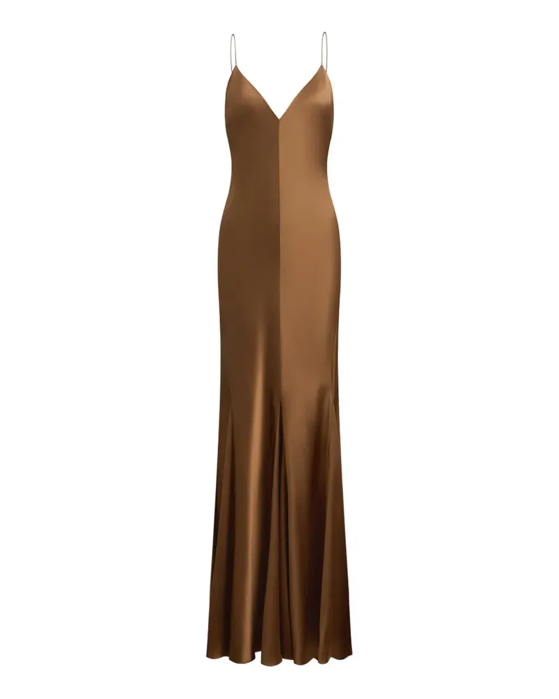 12 STOREEZ Ava Maxikleid aus Seide - Braun Braun