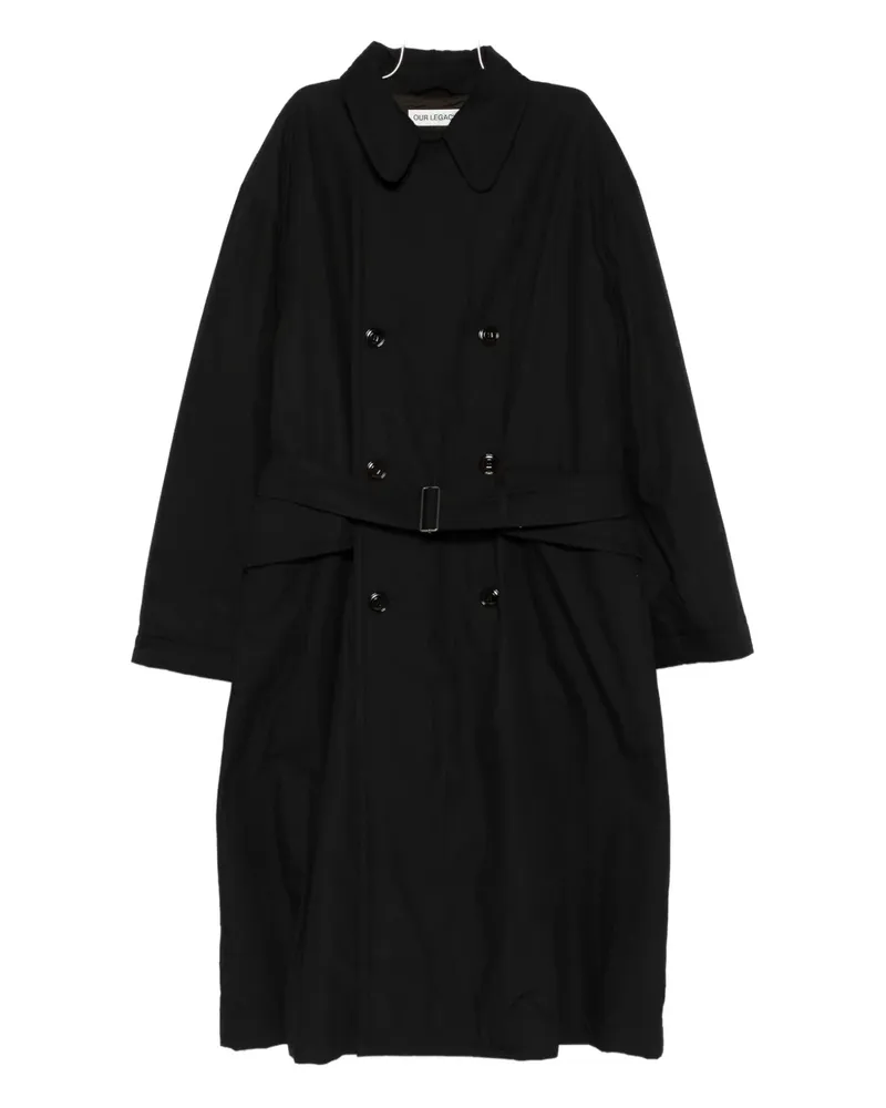 Our Legacy Doppelreihiger Mantel mit Gürtel - Schwarz Schwarz