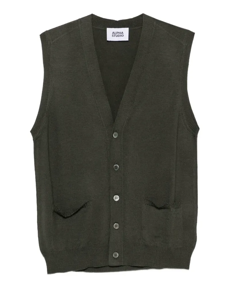 Alpha Studio button-up wool waistcoat - Grün Grün