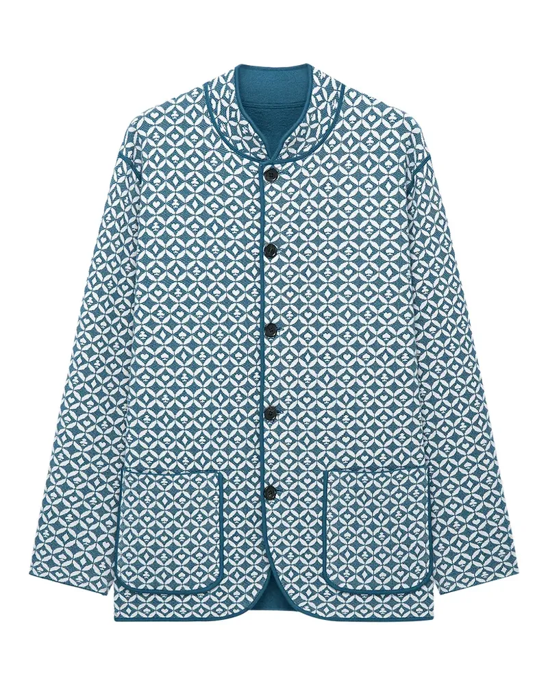 Shanghai Tang reversible geometric-pattern coat - Blau Blau