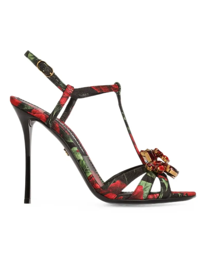 Dolce & Gabbana Sandalen mit Rosen-Print - Schwarz Schwarz