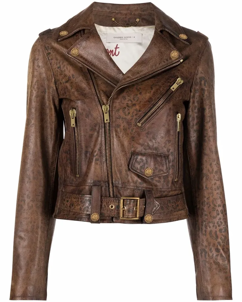 Golden Goose Bikerjacke mit Reißverschluss - Braun Braun