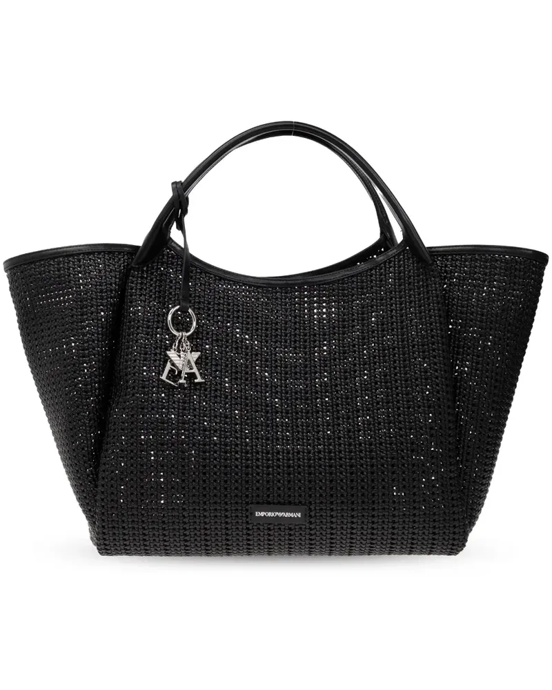 Emporio Armani Tote Bag mit Logo-Anhänger - Schwarz Schwarz