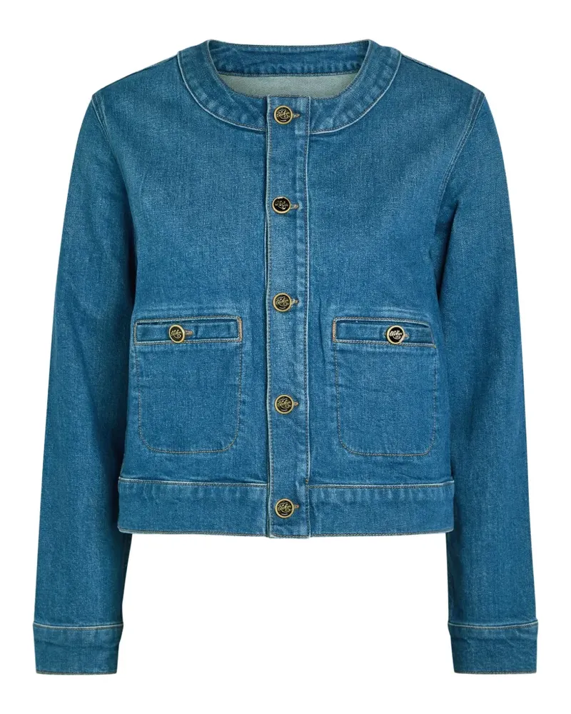Mother The Stashed collarless button-up denim jacket - Blau Blau