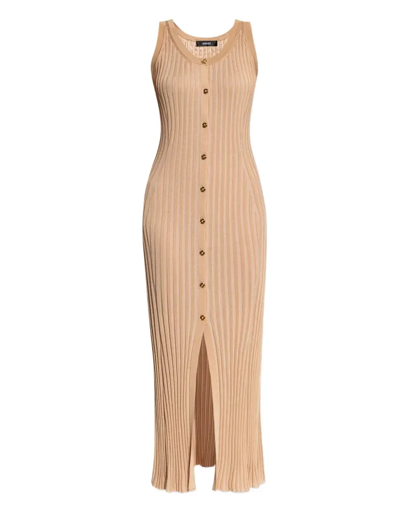 Versace Geripptes Midikleid mit Knopfleiste - Nude Nude