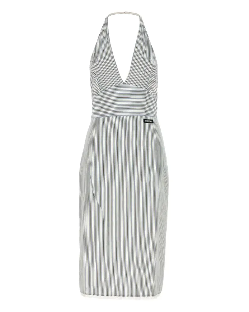 Miu Miu striped halterneck midi dress - Weiß Weiß