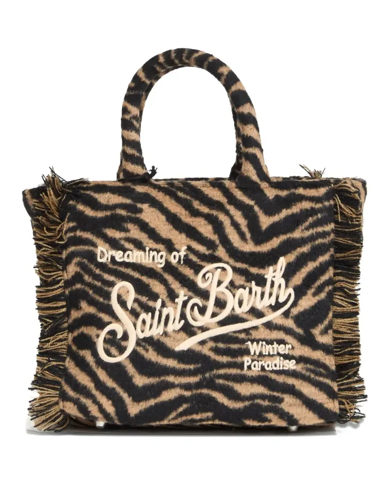 MC2 Saint Barth zebra fringe vanity satchel - Schwarz Schwarz