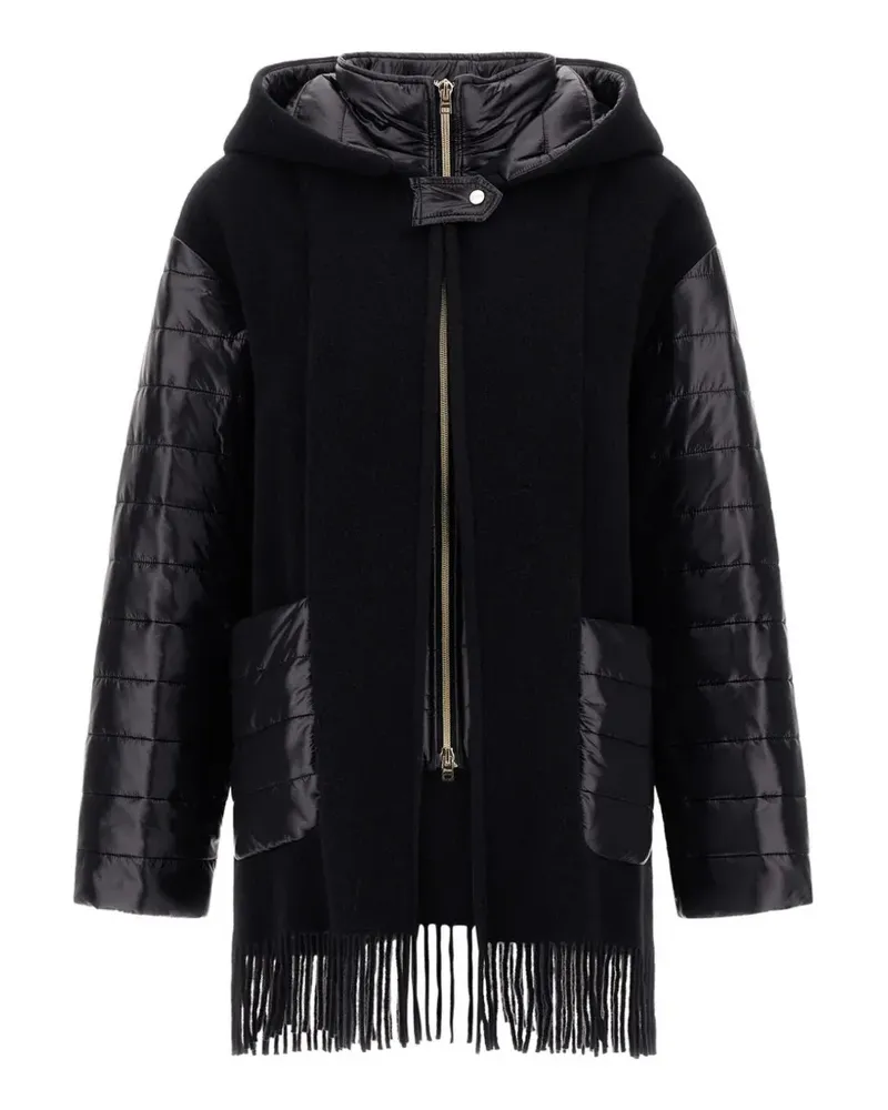 Herno Ultralight Mantel mit Fransen - Schwarz Schwarz