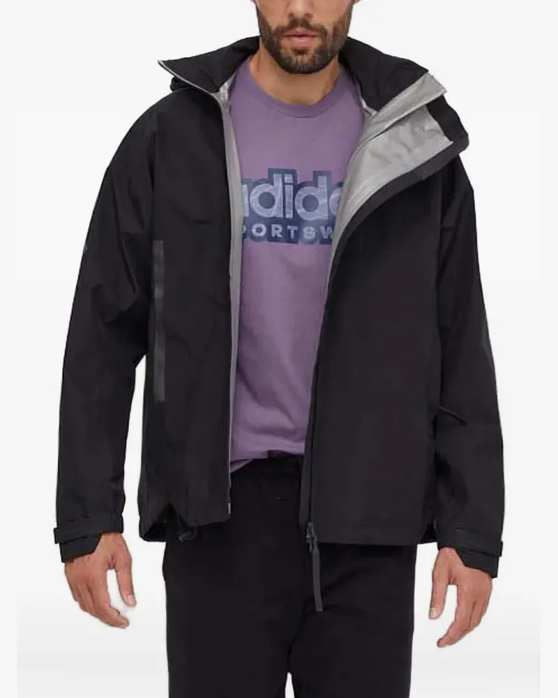 adidas Kapuzenjacke mit drei Streifen - Schwarz Schwarz