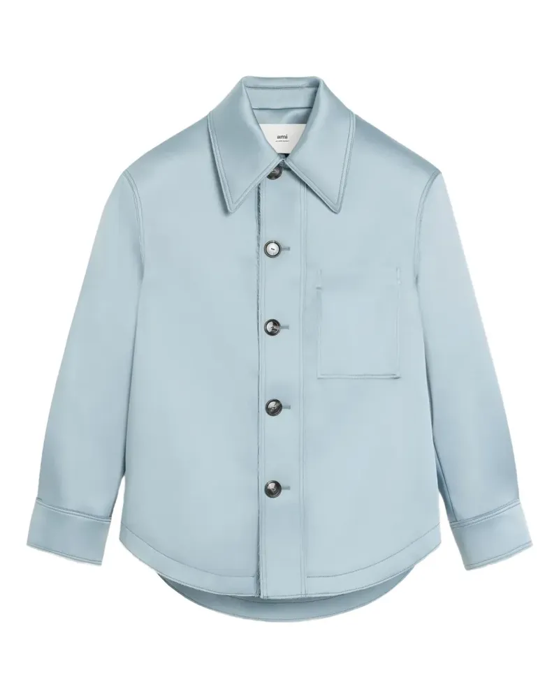 AMI Paris Jacke mit Logo-Patch - Blau Blau