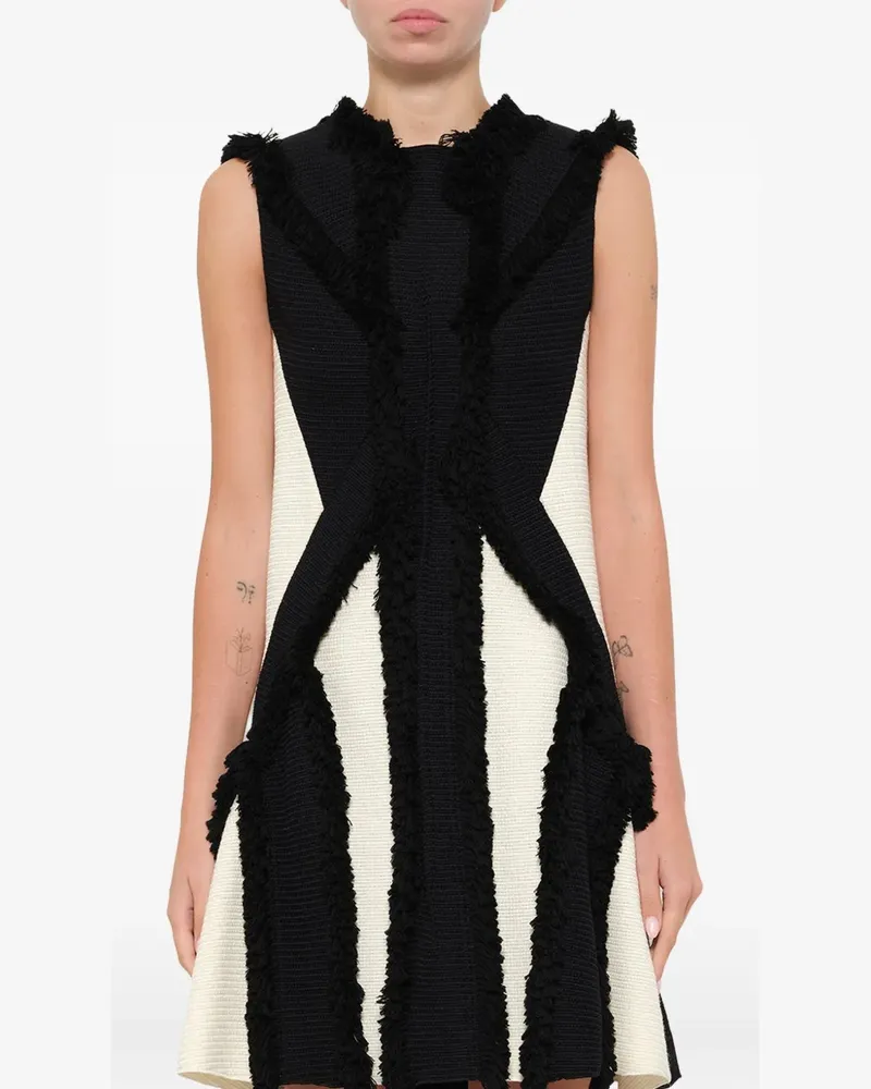 Lanvin Tailliertes Kleid mit Fransen - Schwarz Schwarz