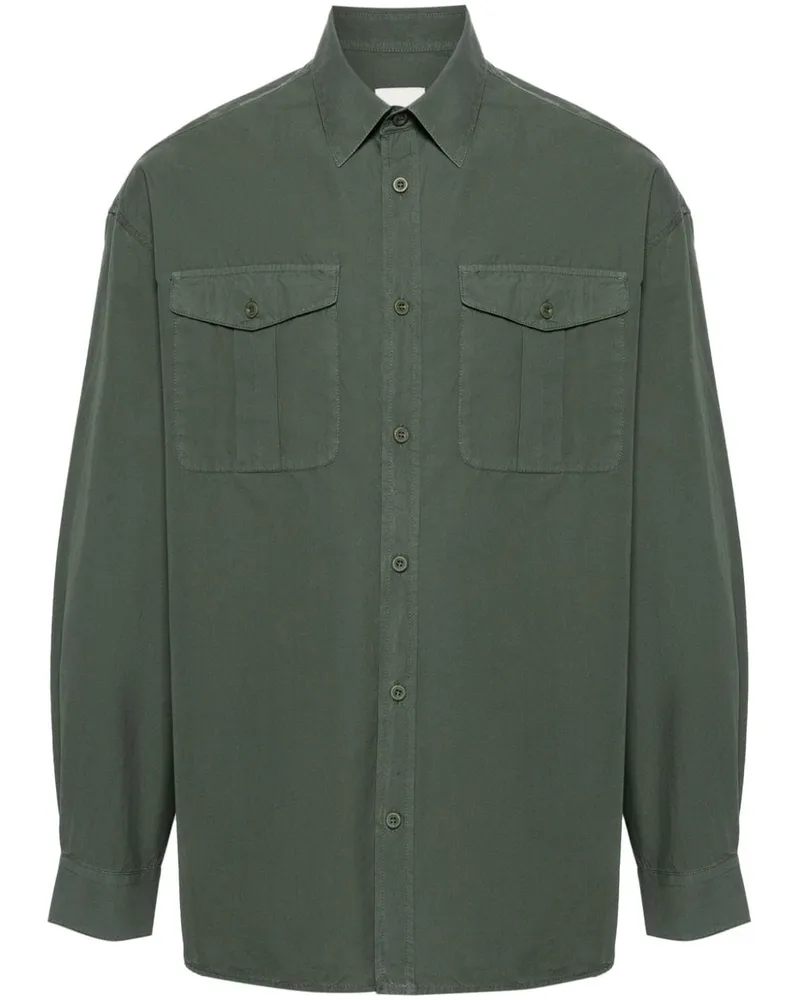 Emporio Armani Hemd aus Bio-Baumwolle mit Logo-Patch GrüN