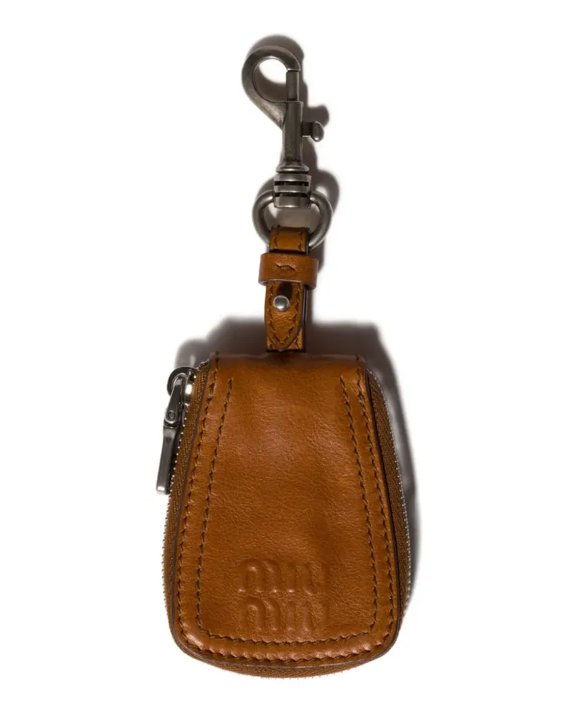 Miu Miu leather keyring charm - Braun Braun