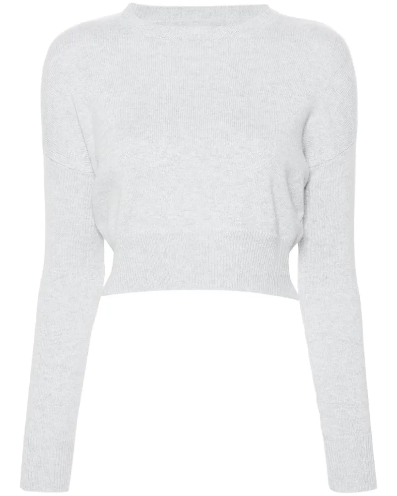 Teddy Cashmere Cropped-Pullover aus Kaschmir Grau