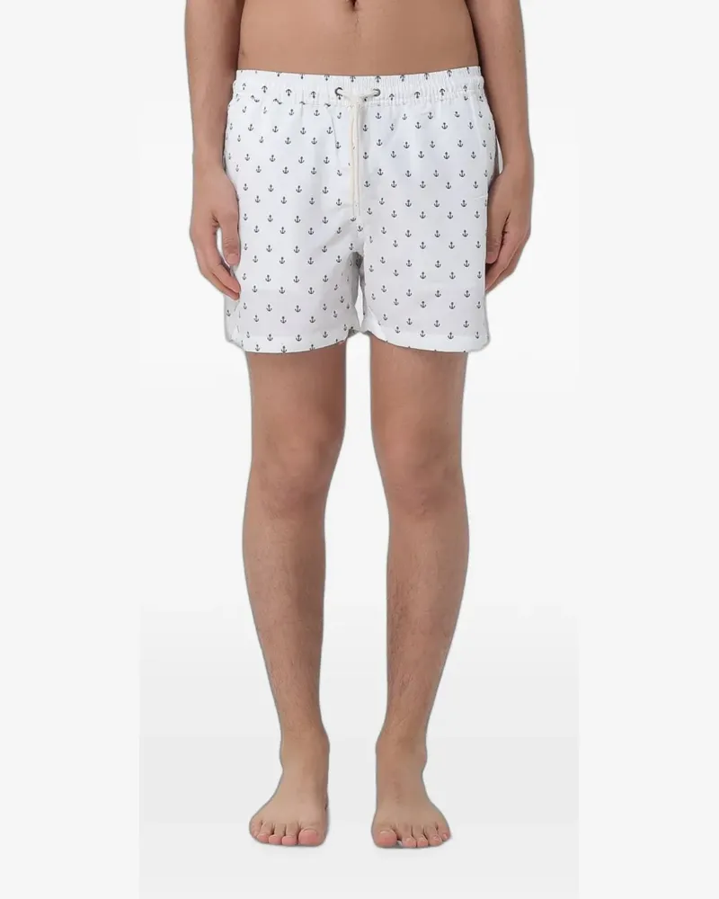 Brooksfield anchor-print swim shorts - Weiß Weiß