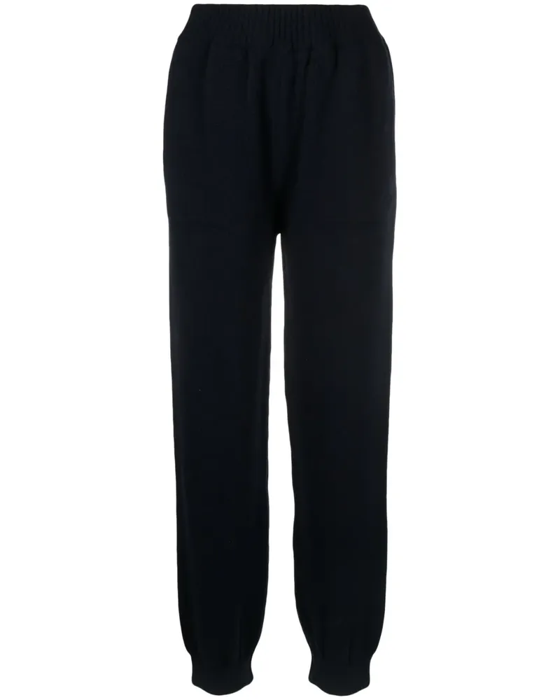 MSGM Gestrickte Hose mit Logo-Stickerei - Blau Blau