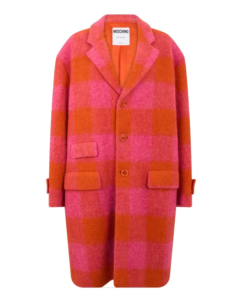 Moschino check-pattern long-sleeve coat - Rosa Rosa