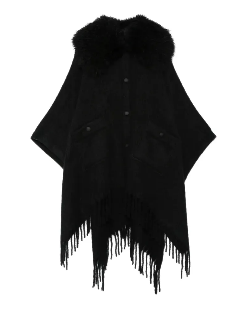 Moncler Cape mit Fransen - Schwarz Schwarz