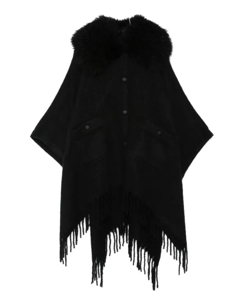 Moncler fringed cape - Schwarz Schwarz
