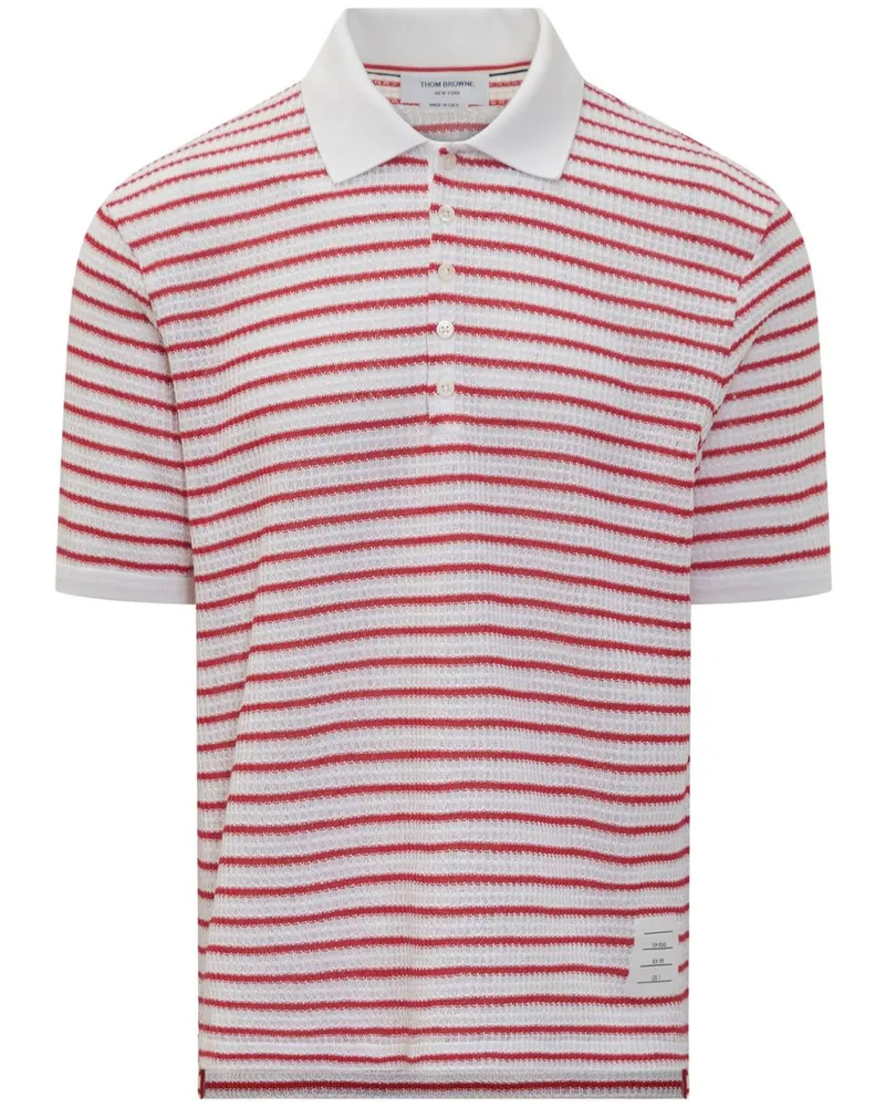 Thom Browne Gestreiftes Poloshirt - Weiß Weiß